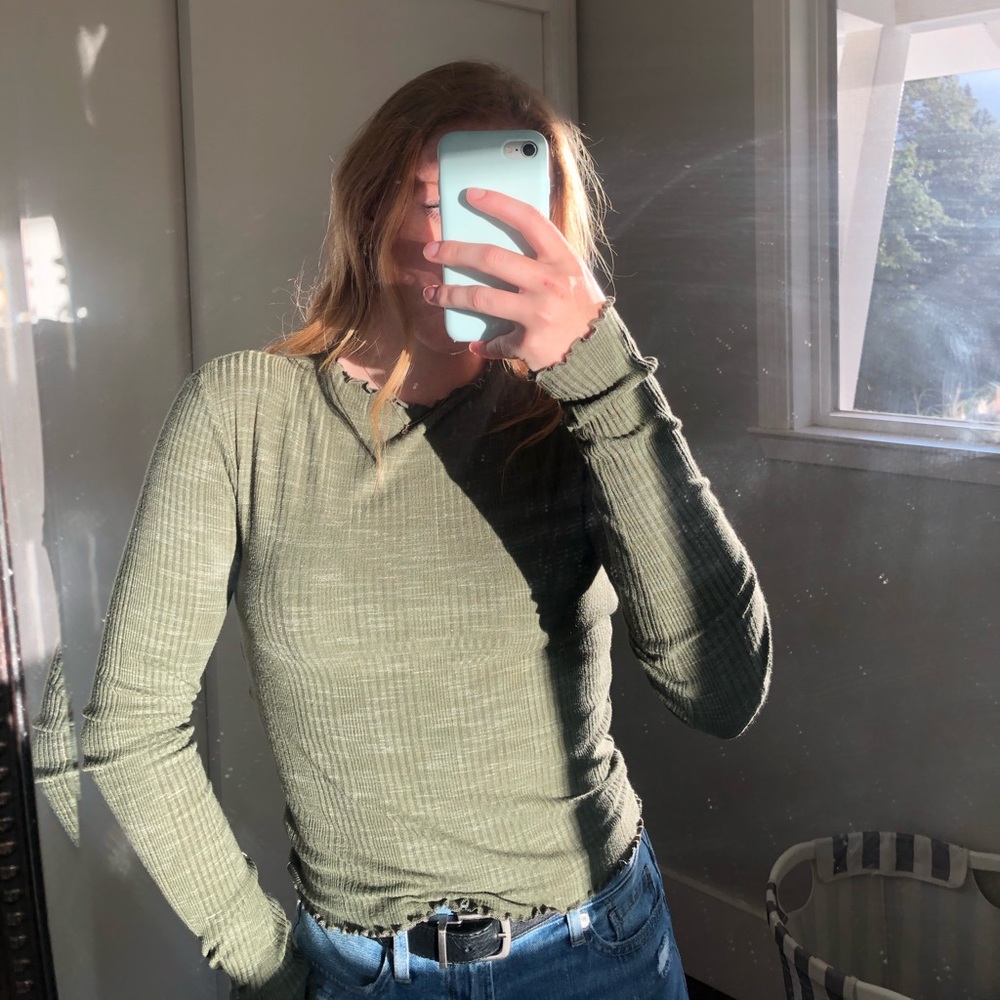 tight green long sleeve